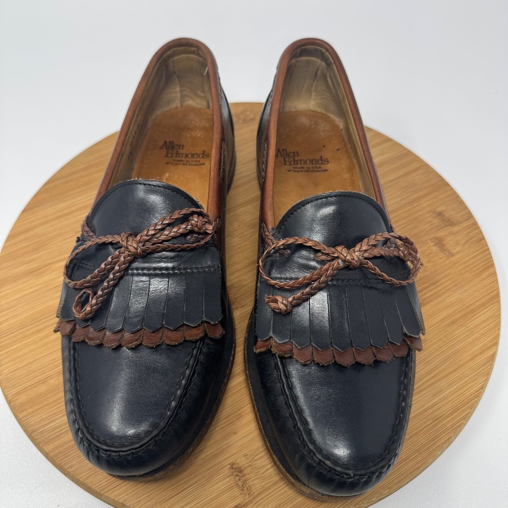 Allen Edmonds Mens 9.5 C Nashua Kiltie Tassel Loafers Black Brown Leather 47212